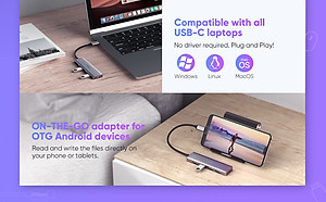 Bộ chuyển đổi USB Type-C sang Hub USB 3.0 4 cổng hỗ trợ cổng nguồn Micro USB 5V UGREEN CM164 70336 - Hàng chính hãng