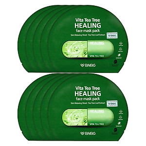 Combo 10 Mặt Nạ BNBG Tràm Trà Thải Độc Da, Giảm Mụn Vita Tea Tree Healing Face Mask Pack 30ml x10