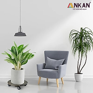 Đế Lót Chậu Cây Có Bánh Xe Thương Hiệu ANKAN, Kệ Để Chậu Cây Cảnh, Có Bánh Xe, Mặt Tròn Bằng Gỗ Tràm, Màu Đen Đường Kính 30 Cm, Tải Trọng 60kg, Thích Hợp Để Đặt Chậu Cây Trong Nhà, Ngoài Trời, Tiện Lợi Di Chuyển