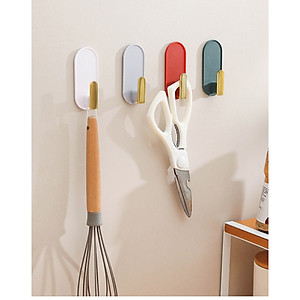 Móc dán tường bằng nhựa, móc dán tường, móc dán chắc chắn, đa năng. Dán trong nhà bếp, nhà tắm, phòng ngủ,.. Màu đỏ - màu xanh - màu trắng - màu xám