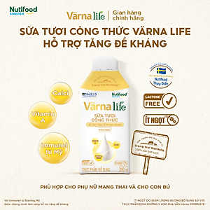 Thùng Thực phẩm bổ sung Värna Life sữa tươi công thức (Vàng) (12 hộp x 200ml)