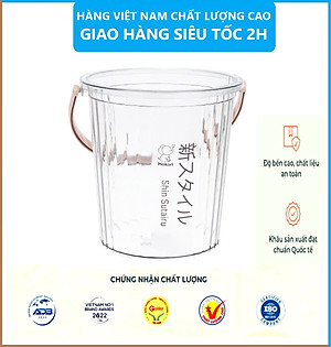 Xô trong 10L Hokori 5228, Xô đựng nước trong suốt, Xô đựng đá có quai xách trong suốt dày dặn Việt Nhật - Hàng Việt Nam