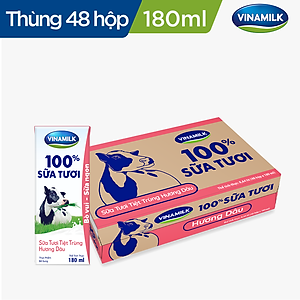 Thùng 48 Hộp Sữa Tươi Tiệt Trùng Vinamilk 100% Hương Dâu (180ml)