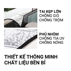 Tấm bạt che nắng kính lái xe ô tô có tai chụp gương chiếu hậu 2 bên A551