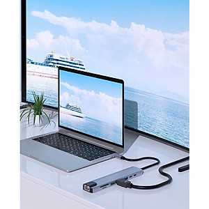 Bộ Chuyển Đổi Hub 8 Trong 1 Type C 3.1 Sang HDMI 4K-Mạng RJ45 Đọc Thẻ SD / TF Cho MacBook Notebook Laptop Máy Tính-Hàng Chính Hãng