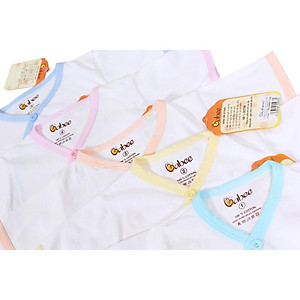 Set 5 áo sơ sinh cổ tim viền màu tay ngắn cho bé BB08