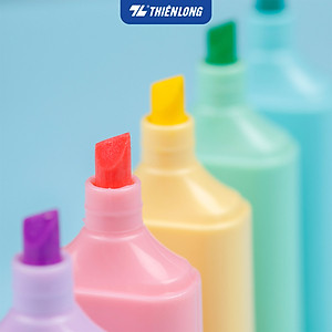 Bút dạ quang màu Pastel Thiên Long Flexoffice Pazto FO-HL009/VN - Bút dạ quang rửa được - Không để lại vết khi Photocopy