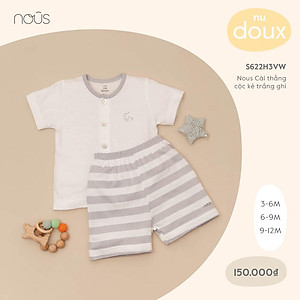 Bộ Quần Áo Cộc Cài Thẳng Nous - Chất Liệu Nu Petit Bé Gái - Bé Trai (Size từ 3-6 Tháng Đến 9-12 Tháng)