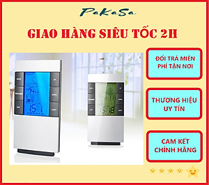 Đồng Hồ Để Bàn Tích Hợp -Nhiệt Kế Điện Tử Và Ẩm Kế Trong Nhà PaKaSa