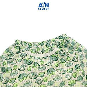 Bộ quần áo dài bé gái họa tiết Hoa Thủy tiên xanh thun da cá - AICDBGKCNPQA - AIN Closet