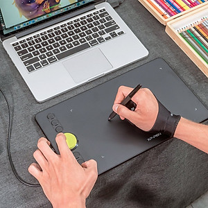 Bảng Vẽ Điện Tử XP-Pen Deco 02 5.63x10inch Vòng Xoay Dial Bạc, Lực Nhấn 8192 Mức, 6 Phím Tắt Kèm Găng Tay Họa Sĩ - Hàng Chính Hãng