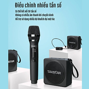 Máy trợ giảng không dây TAKSTAR E261W khoảng cách truyền 40M, công suất cao 25W -Tặng túi đựng máy trợ giảng - Hàng Chính Hãng