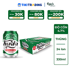 Thùng 24 lon Bia Lager Huda (330ml/lon) - Độ cồn 4.7%