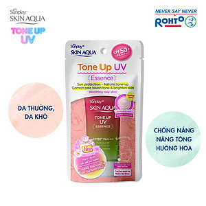 Kem chống nắng nâng tông Skin Aqua Tone up Rose cho da trắng, khuyết điểm xanh hoặc tái xanh, dạng tinh chất Sunplay Skin Aqua Tone Up UV Essence Happiness Aura (Rose) SPF 50+ PA++++ 50g