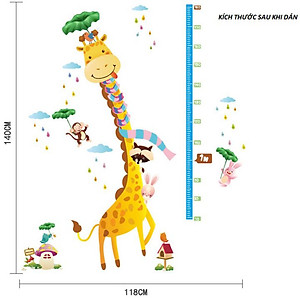 Decal dán tường thước đo chiều cao Hươu cao cổ số 2 AmyShop DTD017 (140 x 118cm)