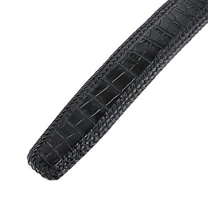 Dây nịt nam Huy Hoàng da cá sấu đan viền 3,5P đầu kim màu đen HT4276