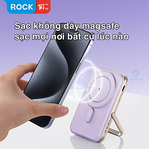 Pin sạc dự phòng không dây kèm giá đỡ điện thoại Rockspace P20 SE sạc nhanh PD 20W 10000mAh - Hàng chính hãng bảo hành 12 tháng