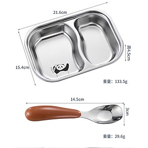 Khay Ăn Dặm 2 Ngăn Kèm Thìa , Chất Liệu Inox 316 Cao Cấp An Toàn Cho Bé - HÀNG CHÍNH HÃNG MINIIN
