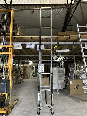 Thang nhôm INOX rút đơn xếp gọn 2,6m - 5.9m gấp gọn Nhập Khẩu NIKITA - chịu lực tới 150kg