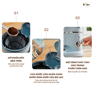 Máy Pha Cà Phê Mini Bear Nhỏ Gọn Tiện Dụng Pha Trà Pha Coffee Tự Động Giữ Ấm Loại Bỏ Cặn SB-CF06A HÀNG CHÍNH HÃNG