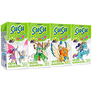 Sữa chua uống hương táo nho Vinamilk Susu - Thùng 48 hộp 110ml.