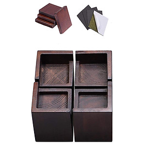 BỘ GỖ NÂNG CHÂN BÀN GHẾ TỦ GIƯỜNG NỘI THẤT - NÂNG CAO TỪ 6,7 cm ĐẾN 7,7 cm MÀU ĐEN (BỘ 4 CÁI)