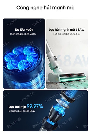 Máy Hút Bụi Lau Sàn Tineco Floor One Switch S6 Hút Bụi Lốc Xoáy, Sấy Khô 70°C Tràn Tràn Viền 2 Cạnh - Hàng Chính Hãng