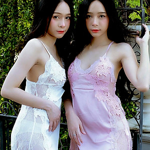 Q9 Váy ngủ lụa ren hông cao cấp - Váy ngủ 2 dây - Đầm ngủ sexy gợi cảm - Đồ ngủ mạc nhà