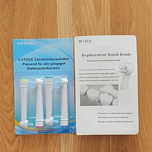 Cho máy Oral B, răng niềng, Set bộ 4 đầu bàn chải đánh răng điện New IP-17A cho răng niềng Minh House-Hàng chính hãng