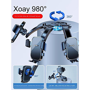 Giá Kẹp Đỡ Điện Thoại Trên Ôtô Xoay 360 Độ Không Khuất Tầm Nhìn Không Rung Lắc Hút Chân Không Chắc Chắn Khoá Tự Động Hàng Nhập Khẩu