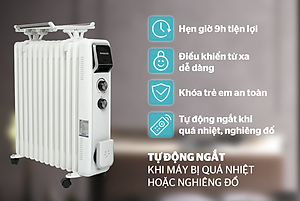Máy sưởi dầu Sunhouse SHD7084, Công suất 2400W, 13 lá phát nhiệt, làm ấm nhanh, Có giàn phơi - Hàng chính hãng, bảo hành 12 tháng