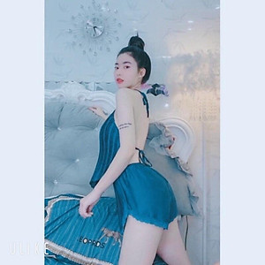 Đồ ngủ sexy / Yếm ngủ dập ly không mút ngực, chất liệu phi mềm, kèm quần ren gợi cảm