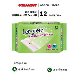 Khăn Ướt Lau Sàn LET-GREEN | Kháng Khuẩn, Đuổi Kiến, Phòng Mạt | 12 Tờ/Bao