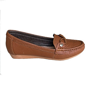 Giày lười nữ da bò đế bệt khóa ngang Trường Hải nhiều màu GM123V