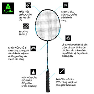 [TẶNG 3 CẦU] Vợt cầu lông cán liền cao cấp chính hãng Agnite -  Tặng hộp cầu nhựa và bao đựng - 2 chiếc - F2131