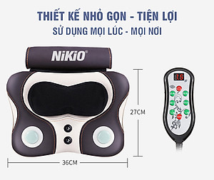 Máy (Gối) Massage Đấm Bóp Cổ Vai Gáy Nikio NK-136AC/DC - Con Lăn 3D Xoa Bóp Chuyên Sâu Kết Hợp Hồng Ngoại Trị Liệu Đau Mỏi Cổ, Hỗ Trợ Mát Xa Lưng