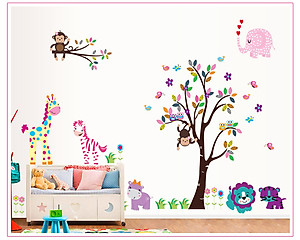 Decal Dán Tường Vui Cùng Khỉ Con DF5099 (Size lớn)