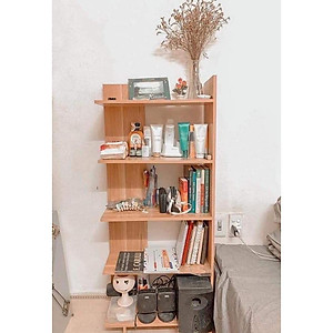 KỆ GỖ GÓC TƯỜNG ĐA NĂNG, KỆ TRANG TRÍ 4 TẦNG CAO 1.2M GỖ CAO SU TỰ NHIÊN