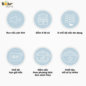 Nồi Nấu Cháo, Nấu Chậm 2,5L Bear SUBE003 - Hàng chính hãng