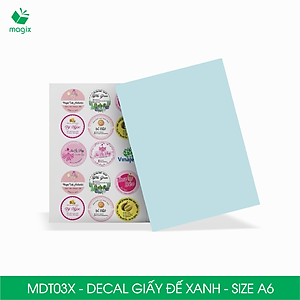 MDT03X - Xấp 50 tờ giấy decal đế xanh khổ A6 - Giấy in đơn hàng, nhãn dán, sticker đế xanh tự dính