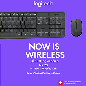 Bộ Bàn Phím Và Chuột Không Dây Logitech MK235 - Hàng chính hãng