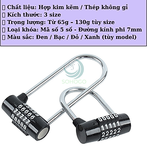[VIDEO]- Ổ khóa số 5 số đổi mật mã, khóa hành lý, khóa cửa, tủ- CHỌN CỠ- Ổ khóa 5 số hình chữ U, khóa vali, khóa xe không cần dùng chìa- GIAO MÀU NGẪU NHIÊN