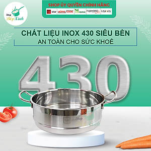 Bộ nồi xửng hấp inox 430 Fivestar Standard  3 đáy bếp từ nắp inox ( 24cm / 26cm ), tặng 1 vá canh