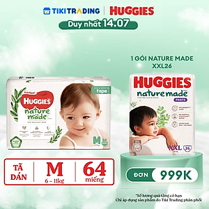 Tã Dán Siêu Cao Cấp Huggies Platinum Naturemade M64 (64 Miếng)
