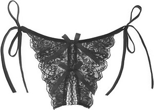  Quần lót lọt khe buộc dây 2 nơ - Màu đen