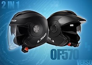 Mũ Bảo Hiểm 3/4 Hai Kính LS2 OF570 Verso