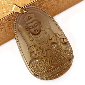 Mặt Phật Văn Thù Bồ Tát đá Obsidian 5cm MBNN3 - phật bản mệnh tuổi Mão - Mặt size lớn