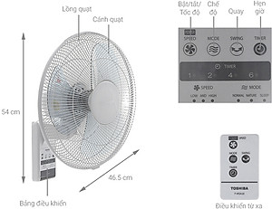 Quạt Treo Tường Toshiba F-WSA20(H)VN (55W) - Xám - Hàng chính hãng
