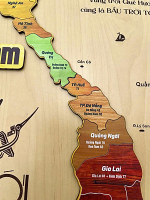 [KOSUYTU] Bản Đồ Việt Nam Bằng Gỗ - 34 Tỉnh Thành Mới – KT 40 x 60 CM