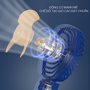 Quạt Cầm Tay Mini Tích Điện Teement , Có Giá Đở Điện Thoại, Sạc USB Di Động Tiện Lợi, Phiên Bản Nâng Cấp - Hàng Chính Hãng